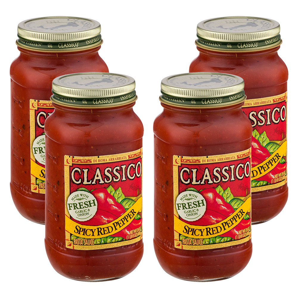 Classico Spaghetti Sauces
 4 Pack Classico Spicy Red Pepper Pasta Sauce 24 oz Jar