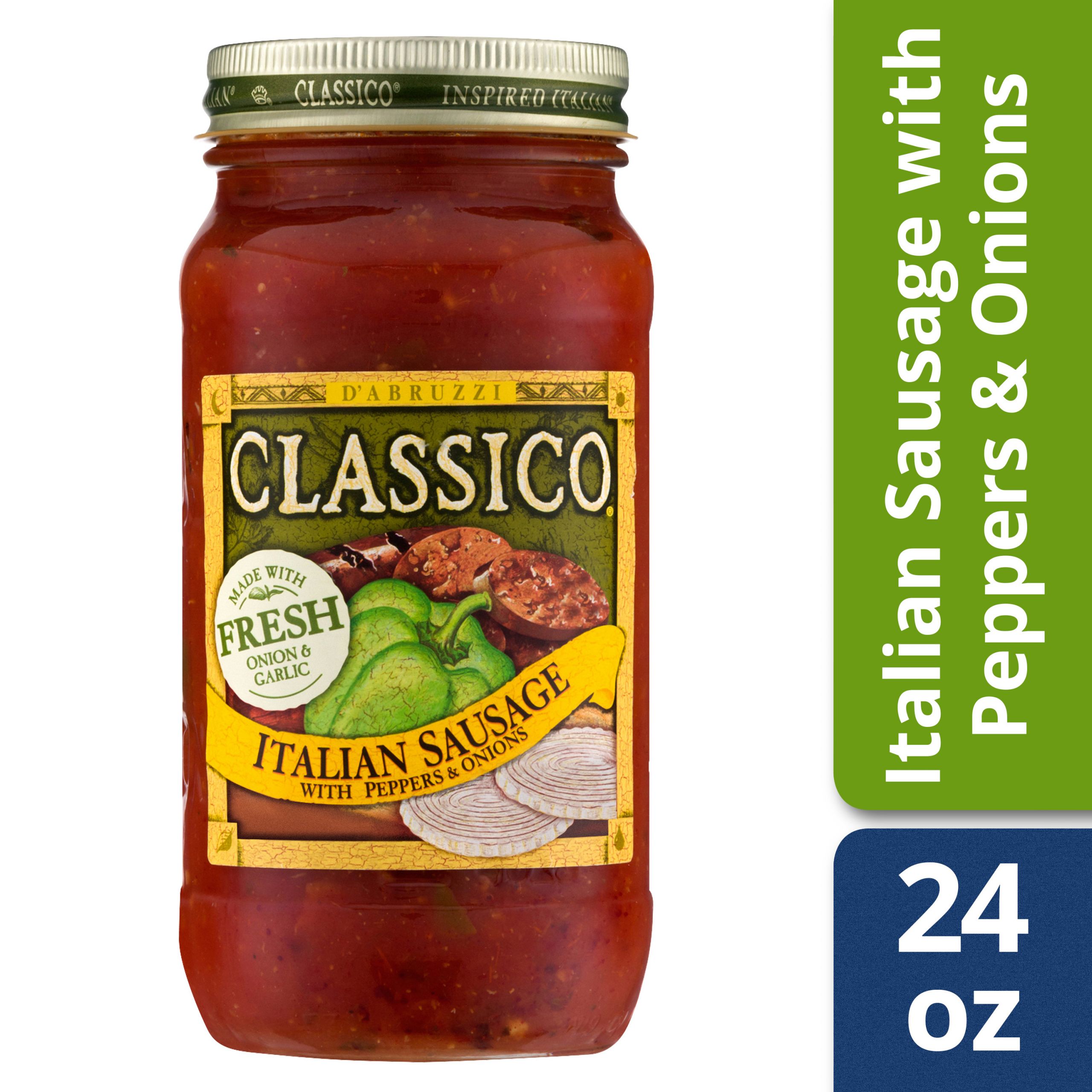 Classico Spaghetti Sauces
 Classico Italian Sausage with Peppers and ions Pasta