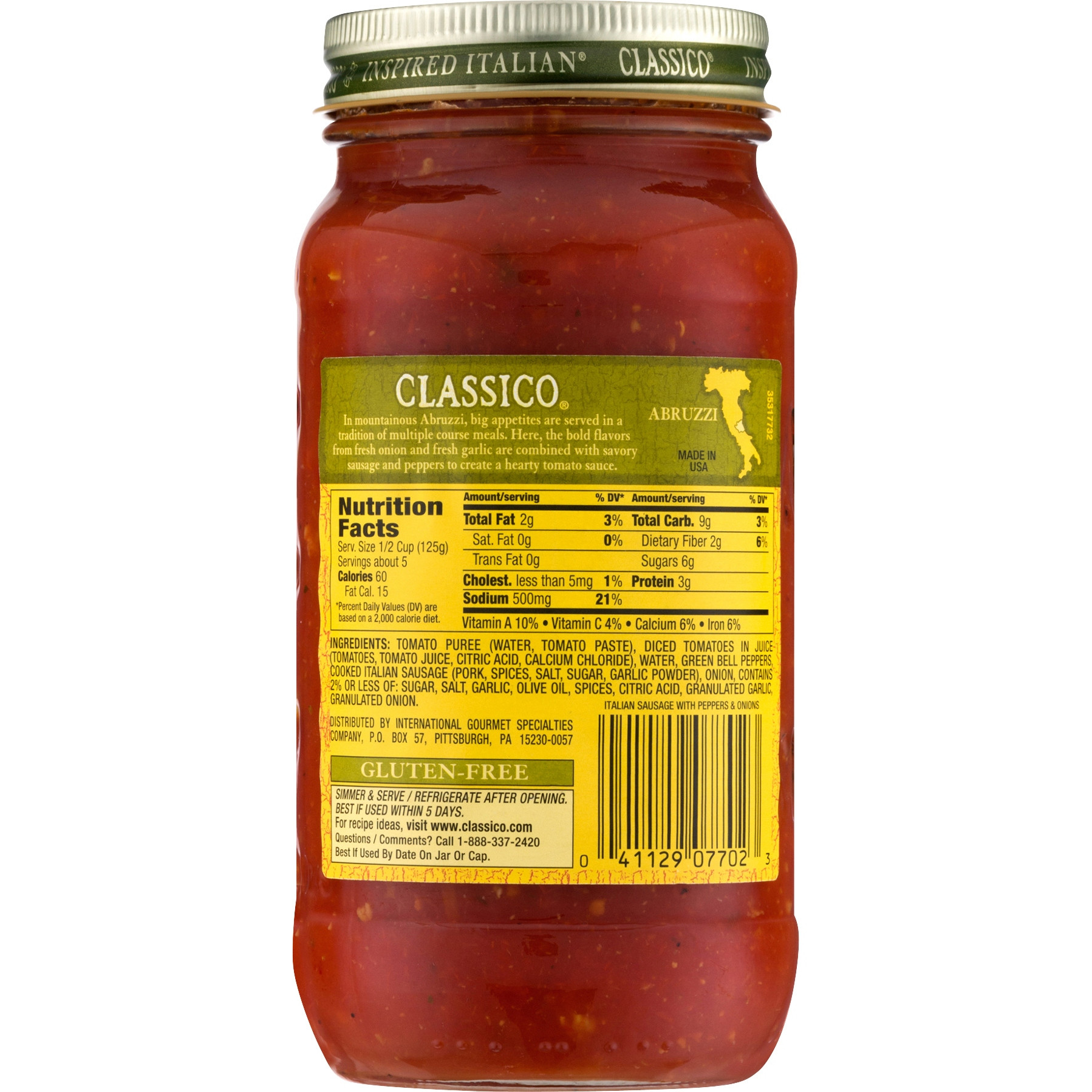 Classico Spaghetti Sauces
 Product Features