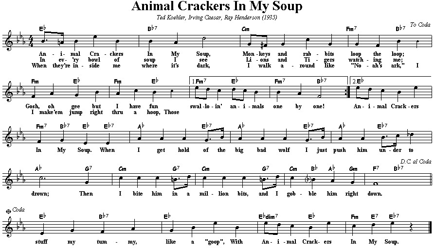 animal crackers in my soup lyrics