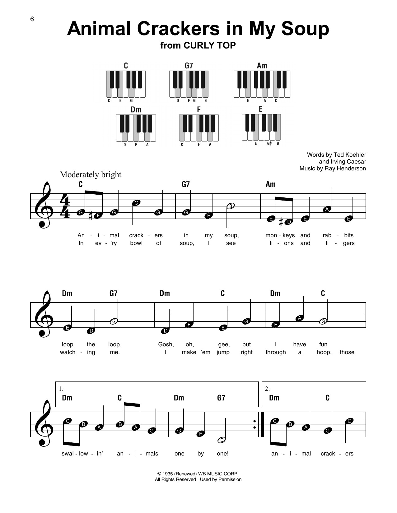 Animal Crackers In My Soup Song
 Animal Crackers In My Soup Sheet Music