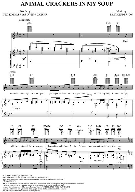 Animal Crackers In My Soup Song
 Buy "Animal Crackers in My Soup" Sheet Music by Shirley