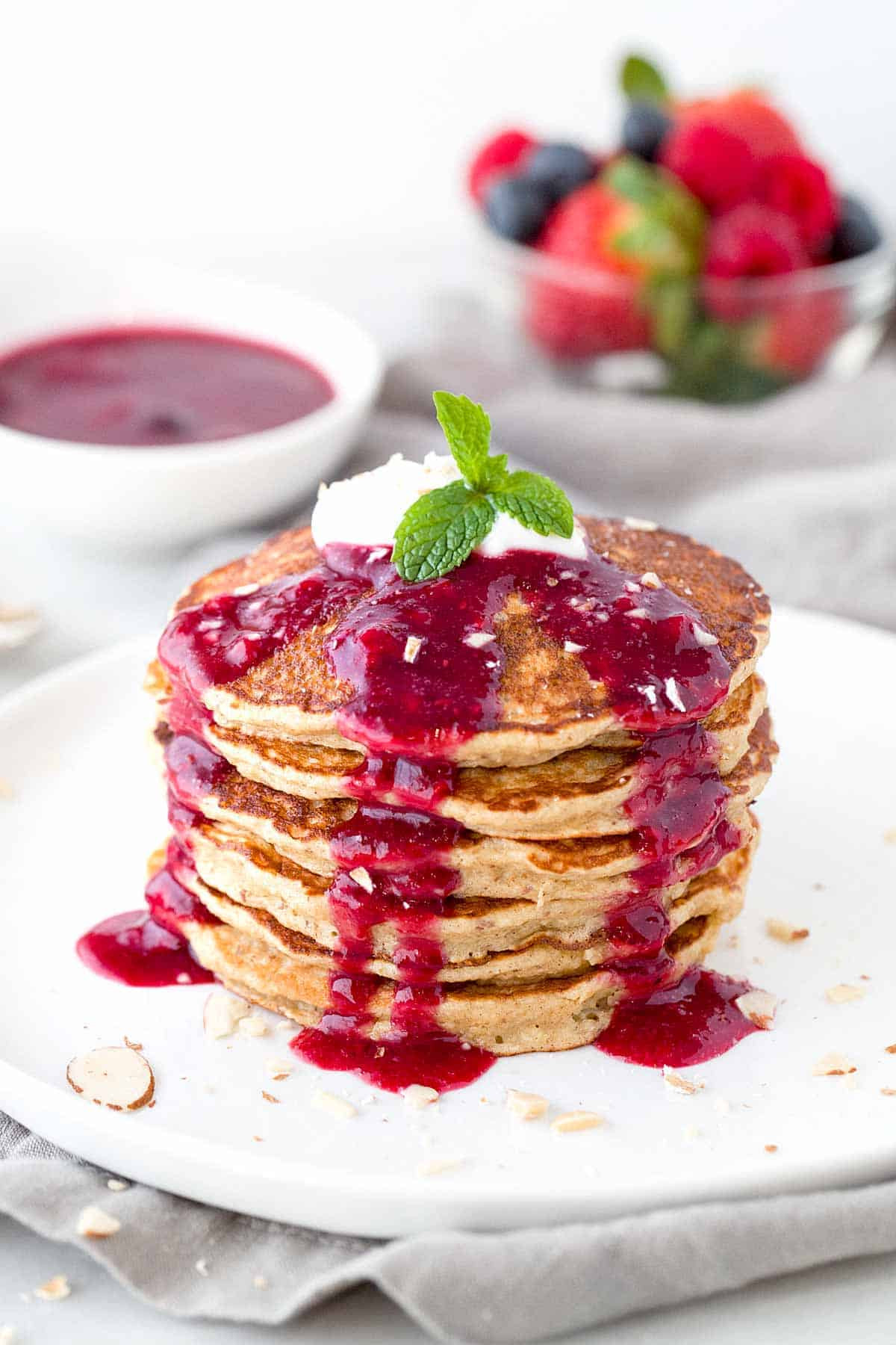 Are Pancakes Healthy
 Healthy Oat Pancakes with Berry Sauce Jessica Gavin