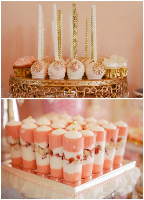 Baby Shower Dessert Table
 Whimsical Pink and Gold Baby Shower Pretty My Party