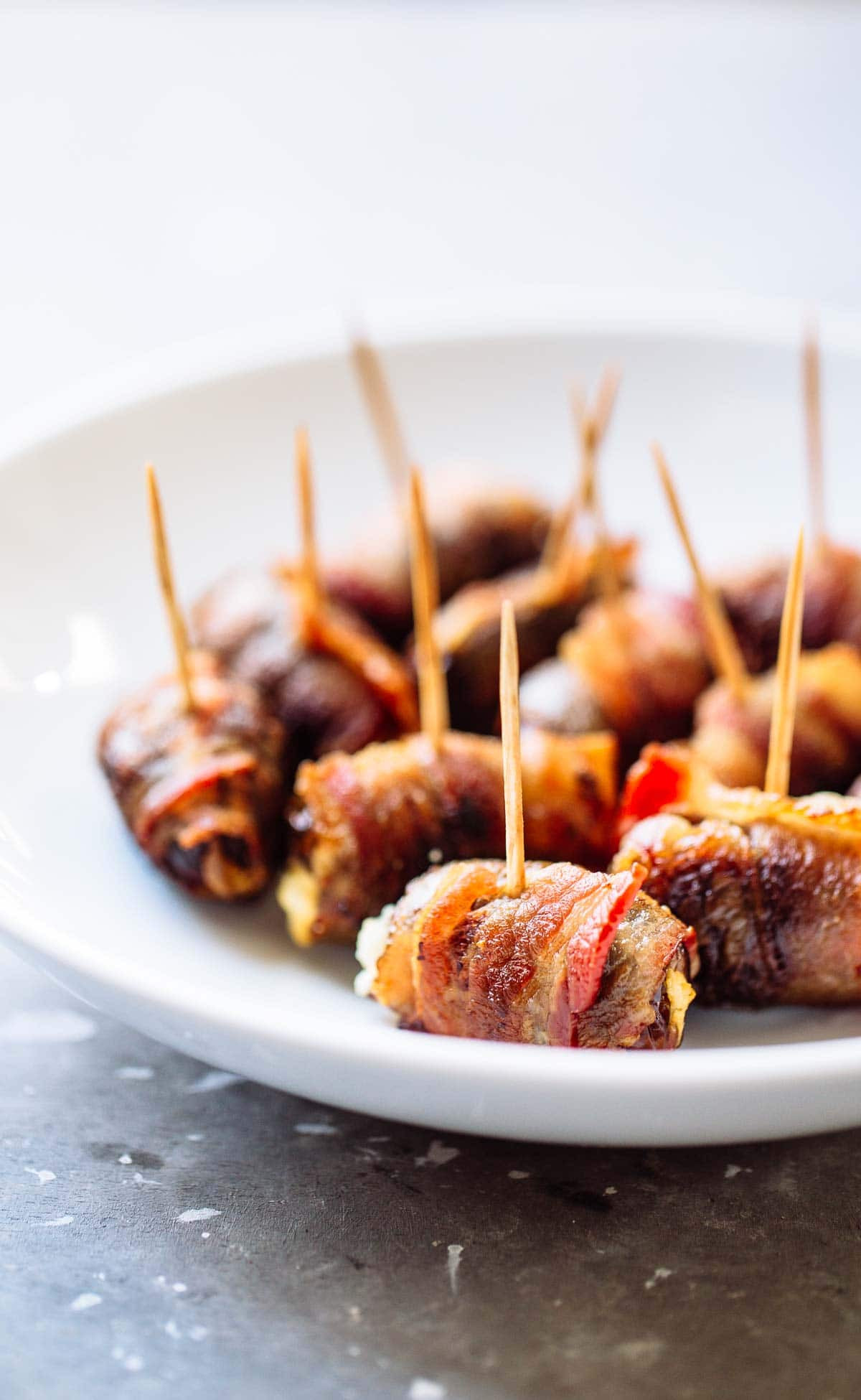 Bacon Date Appetizers
 Bacon Wrapped Dates with Goat Cheese Pinch of Yum