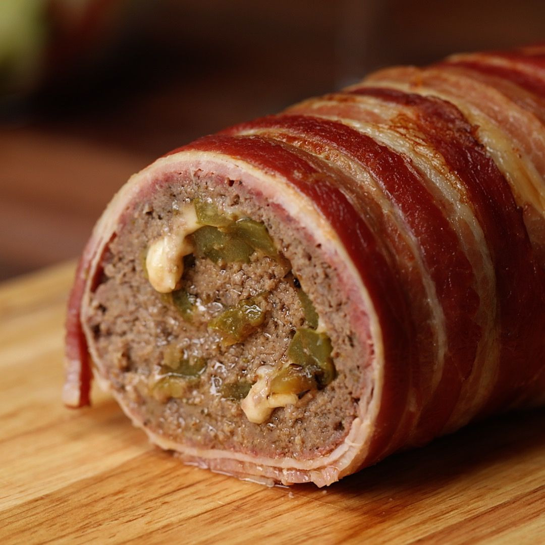 Bacon Wrapped Ground Beef
 Bacon Wrapped Cheesesteak Meatloaf