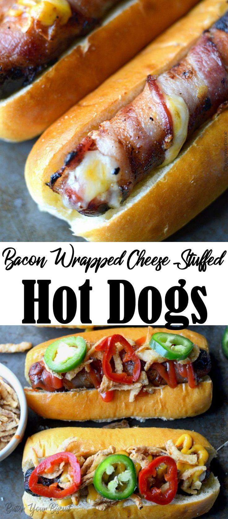 Bacon Wrapped Hot Dog Appetizers
 Bacon Wrapped Cheese Stuffed Hot Dogs with Crispy ions