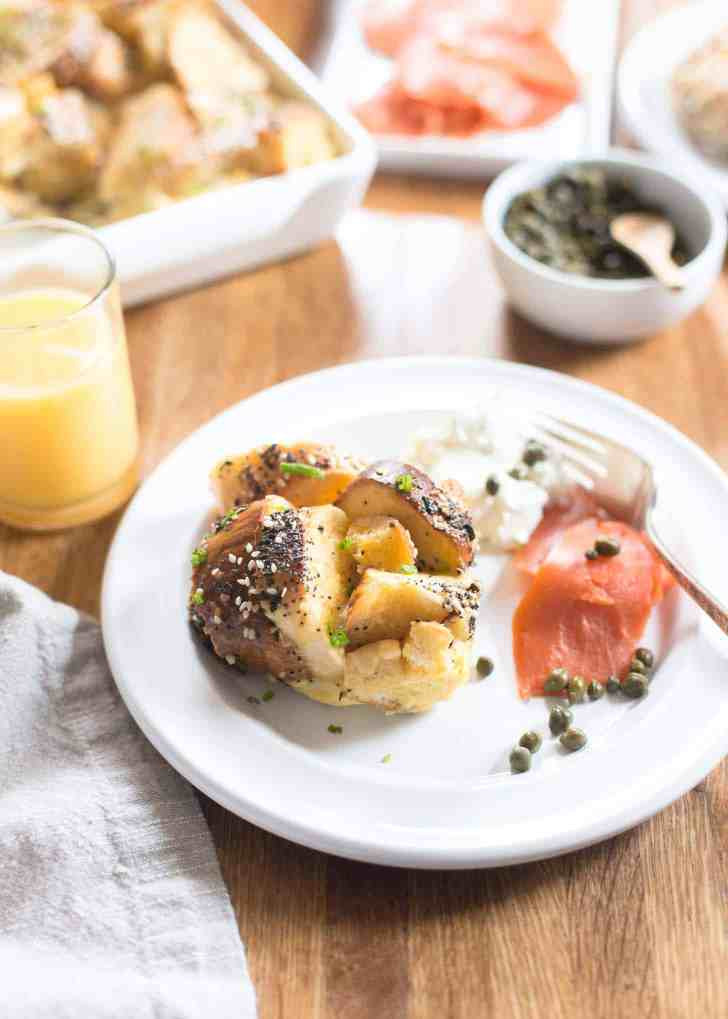 Bagels And Bakes
 Bagel and Egg Breakfast Bake with Whipped Scallion Cream