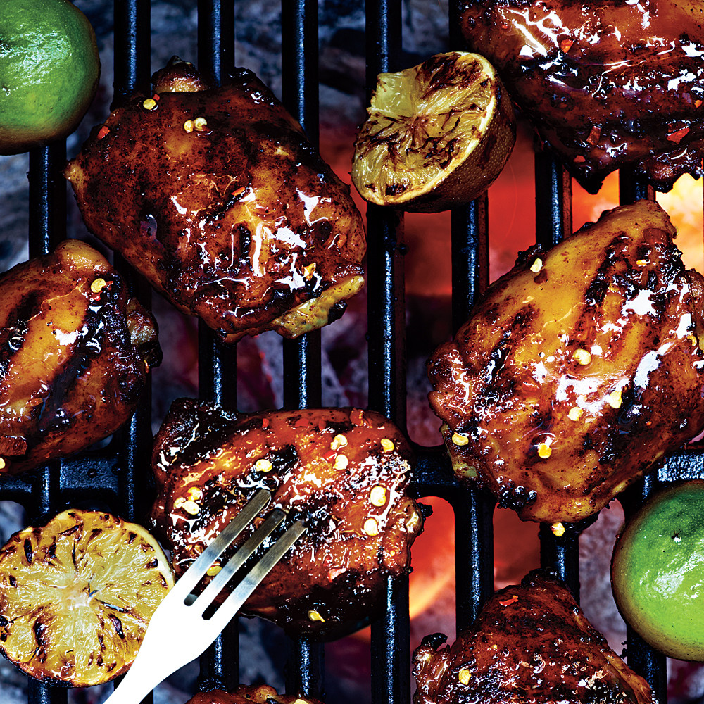 Bbq Chicken Thighs Recipe
 Grilled Chicken Thighs with Ancho Tequila Glaze Recipe 1