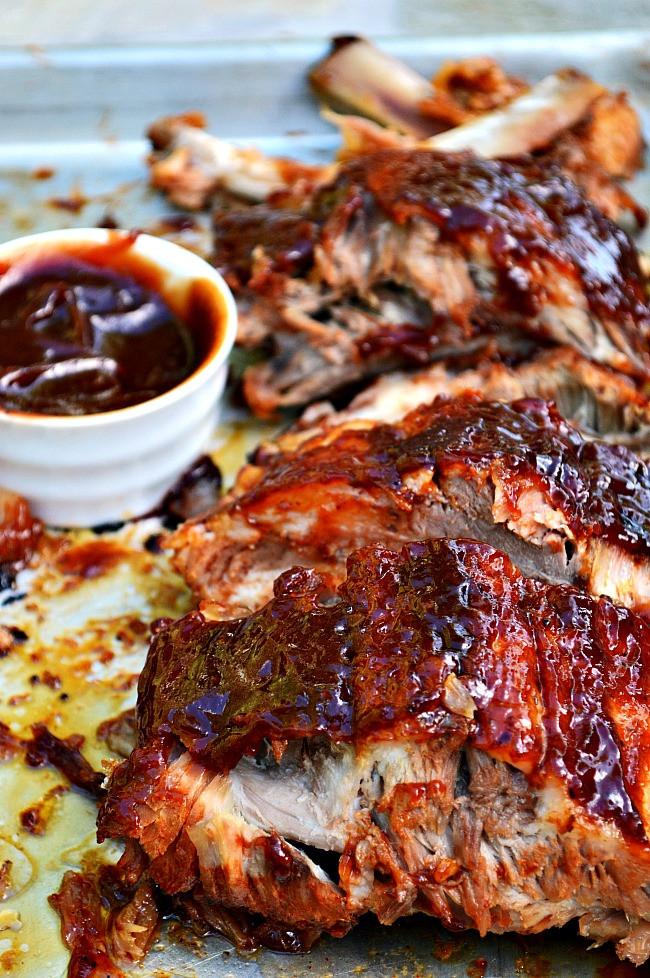 Bbq Pork Ribs In Oven
 Oven Baked Barbecue Pork Ribs Breezy Bakes