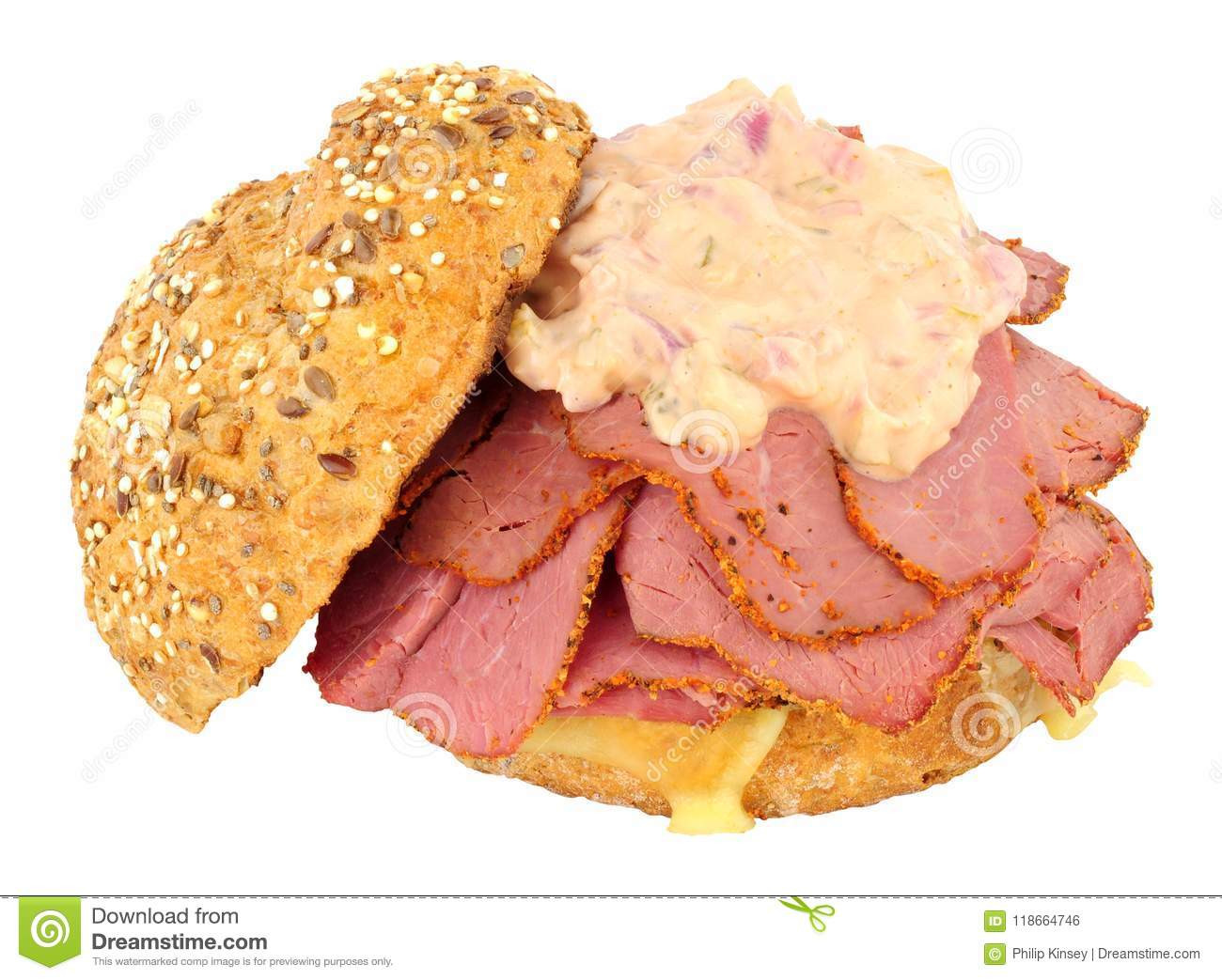 Beef Salad Sandwich
 Beef Pastrami And Salad Sandwich Stock Image of