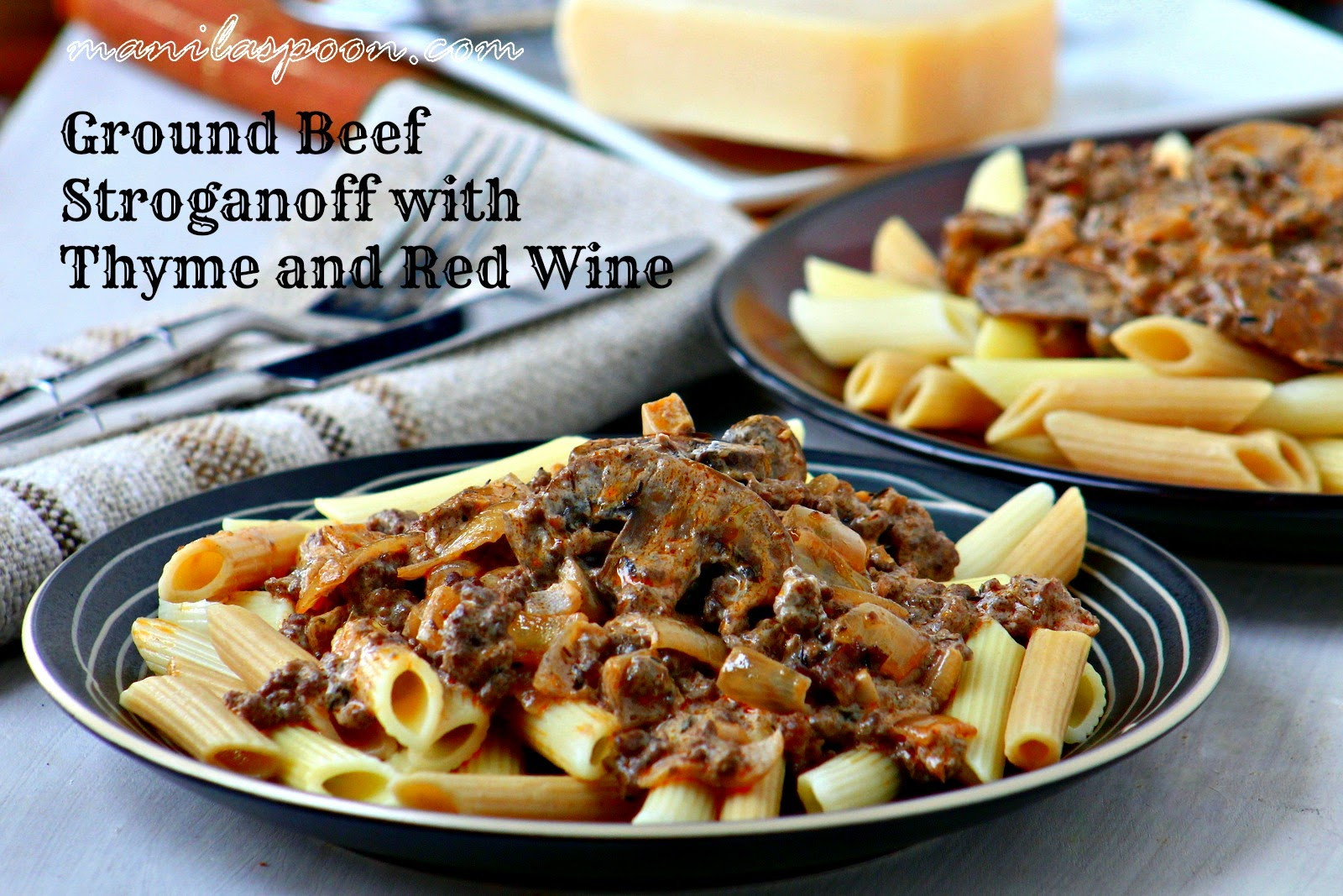 Beef Stroganoff Red Wine
 Ground Beef Stroganoff with Thyme and Red Wine