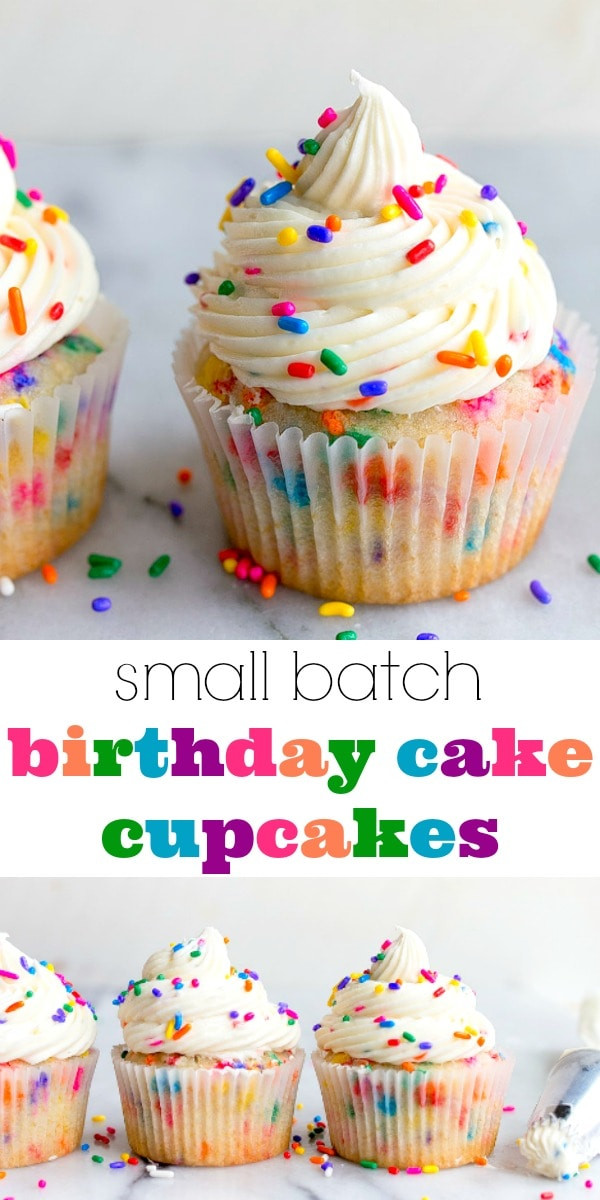 Birthday Cake Cupcake Recipe
 Birthday Cake Cupcakes with Sprinkles small batch recipe