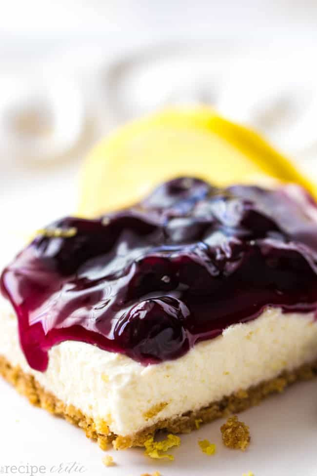 Blueberry Topping For Cheesecake Recipe
 No Bake Lemon Blueberry Cheesecake Bars