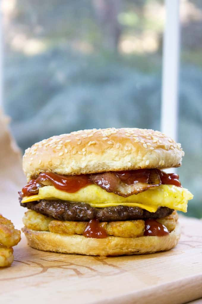 Breakfast Burger Recipe
 Carl s Jr Breakfast Burger Copycat Dinner then Dessert