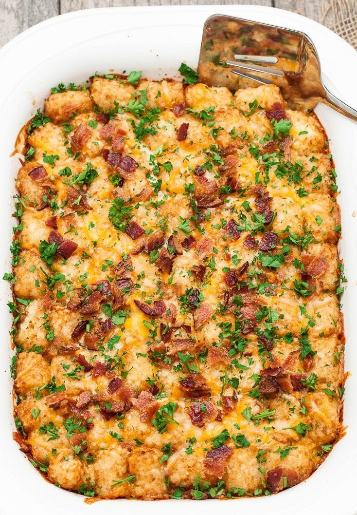 Breakfast Casserole With Tater Tots And Bacon
 Tater Tot Bacon Sausage Cheese and Egg Breakfast