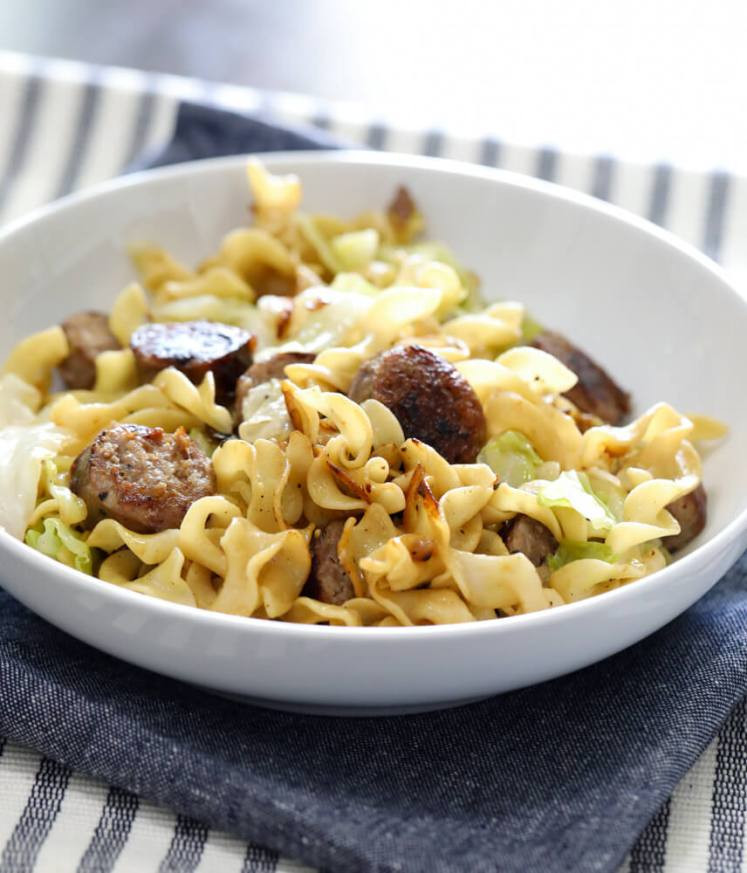 Cabbage Sausage Noodles
 Cabbage and Noodles with Sausage Daily Appetite