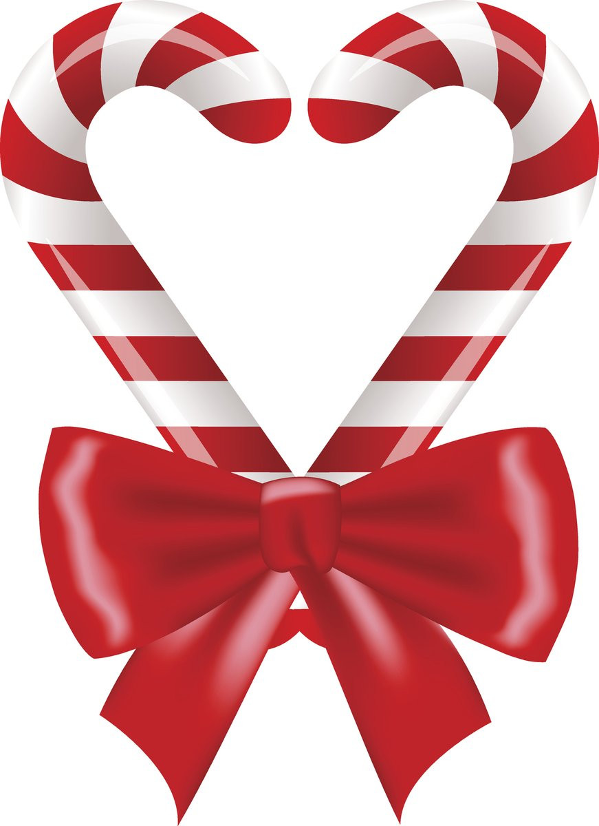 Candy Cane Christmas Shop
 Holiday Christmas Candy Cane Heart with Bow Vinyl Decal