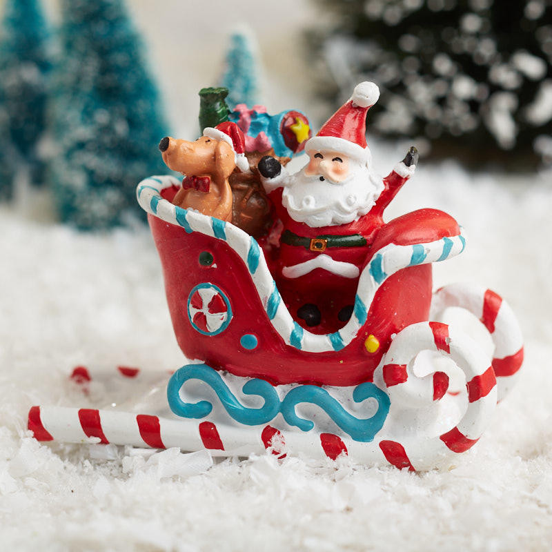 Candy Cane Christmas Shop
 Mini Christmas Santa in Candy Cane Sleigh Christmas