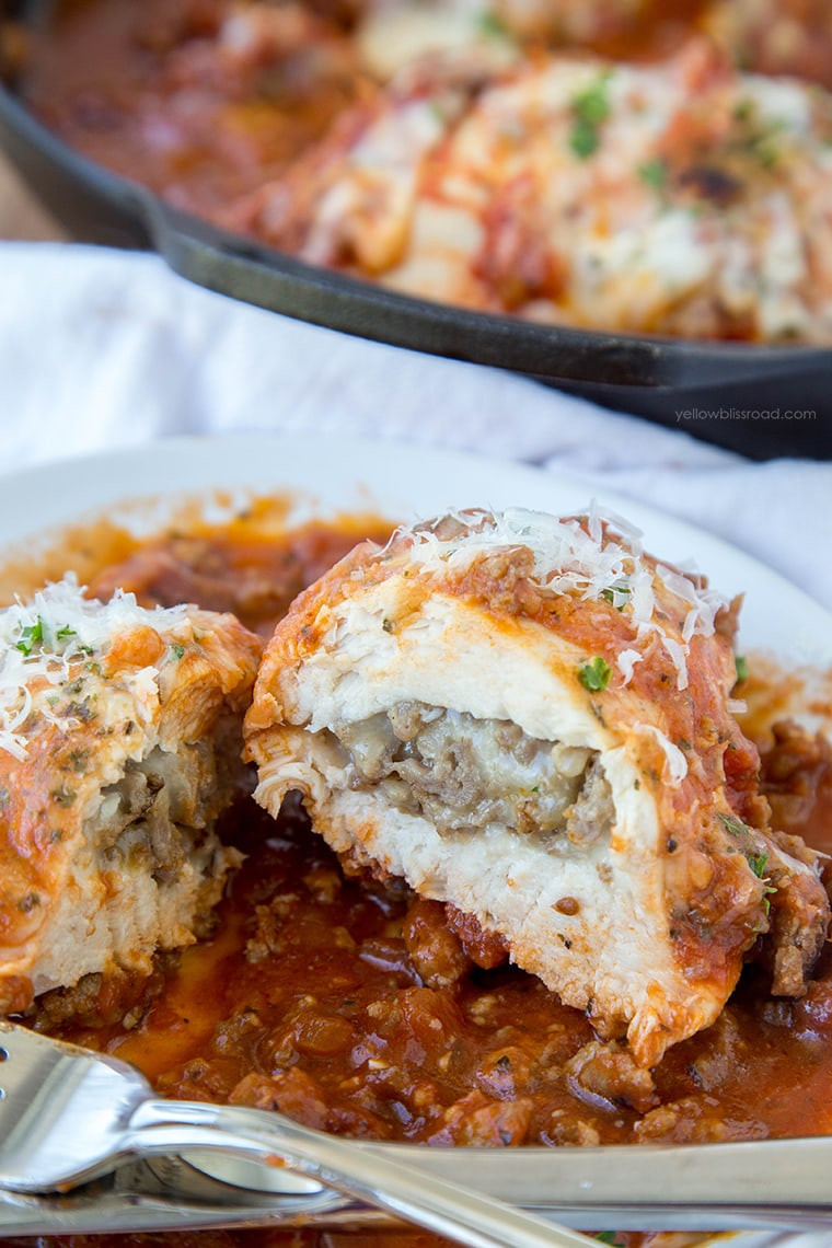 Chicken And Italian Sausage
 Italian Sausage Stuffed Baked Chicken Breasts
