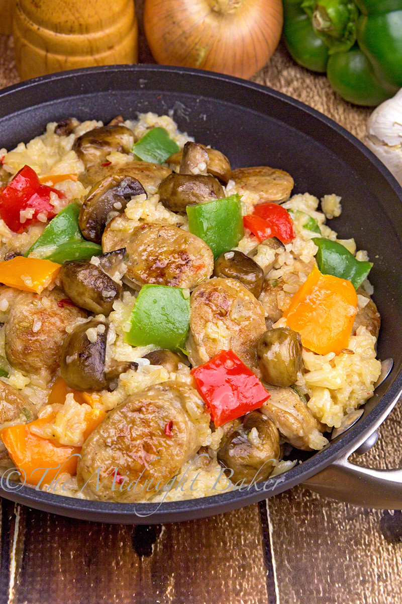 Chicken And Italian Sausage
 Sausage and Peppers with Cheesy Rice The Midnight Baker