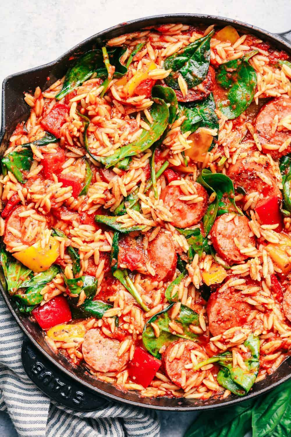 Chicken And Italian Sausage
 Italian Sausage and Ve able Orzo Skillet