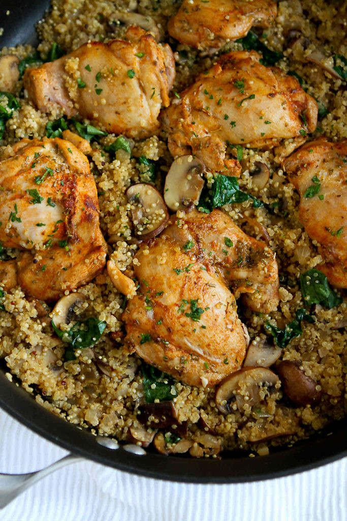 Chicken And Quinoa Recipe
 e Pot Chicken Quinoa Mushrooms & Spinach Easy Dinner