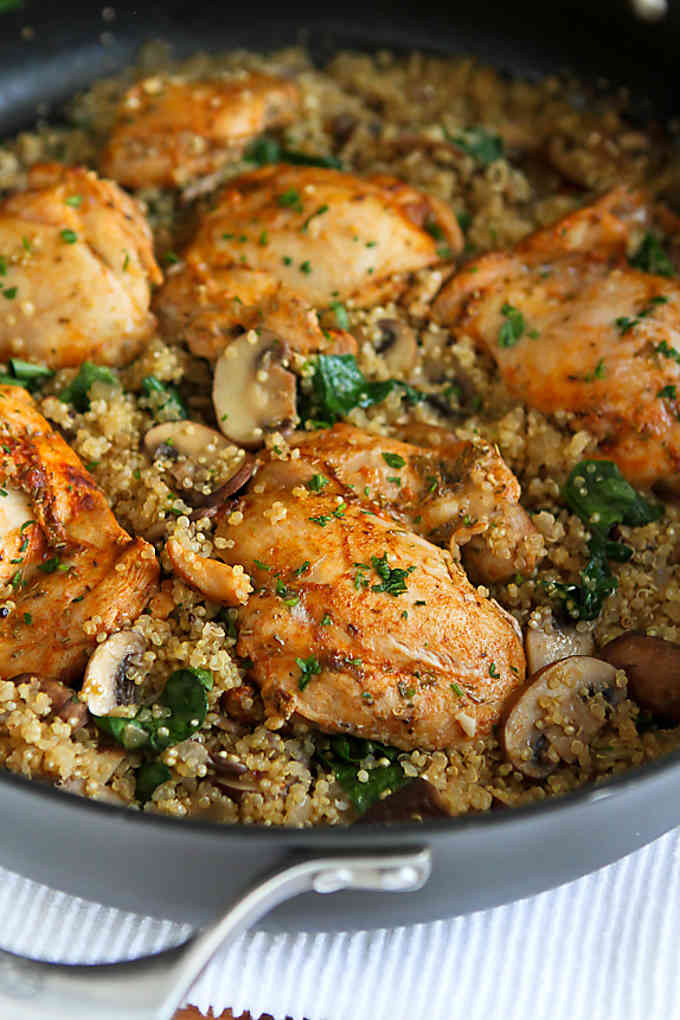 Chicken And Quinoa Recipe
 e Pot Chicken Quinoa Mushrooms & Spinach Easy Dinner