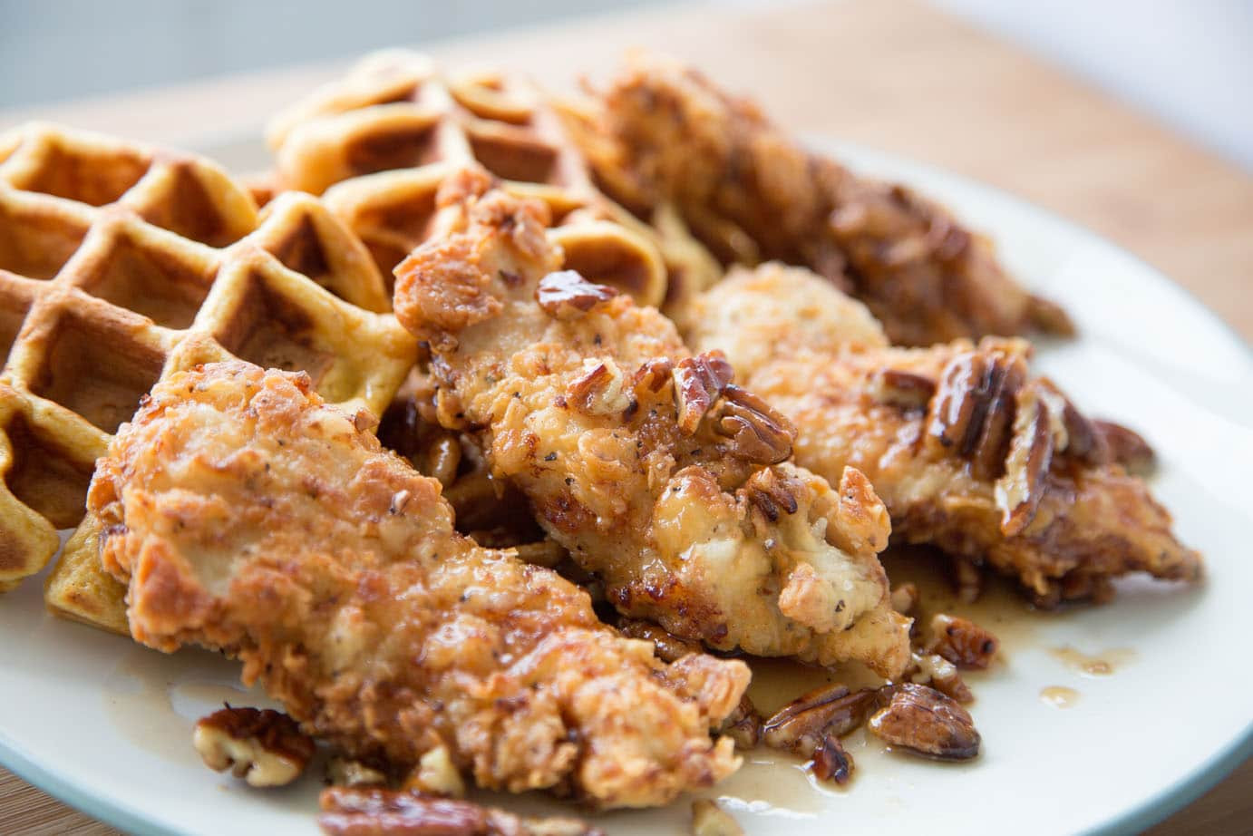 Chicken And Waffles
 Buttermilk Fried Chicken and Sweet Potato Waffles Chef