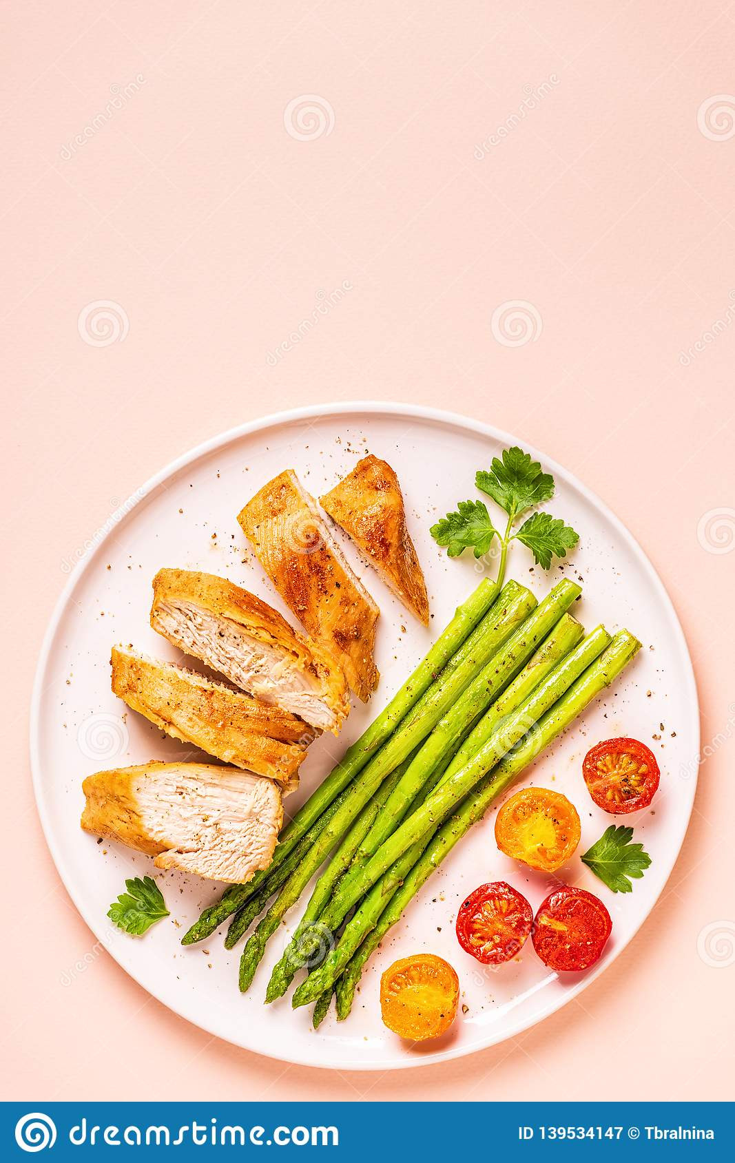 Chicken Breast Appetizers
 Roasted Chicken Breast With Asparagus And Tomatoes Stock