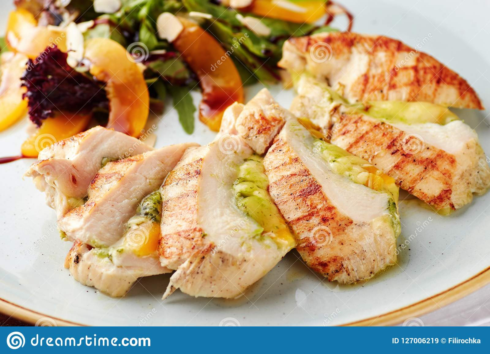 Chicken Breast Appetizers
 Stuffed Chicken Breast With Salad Stock Image Image of