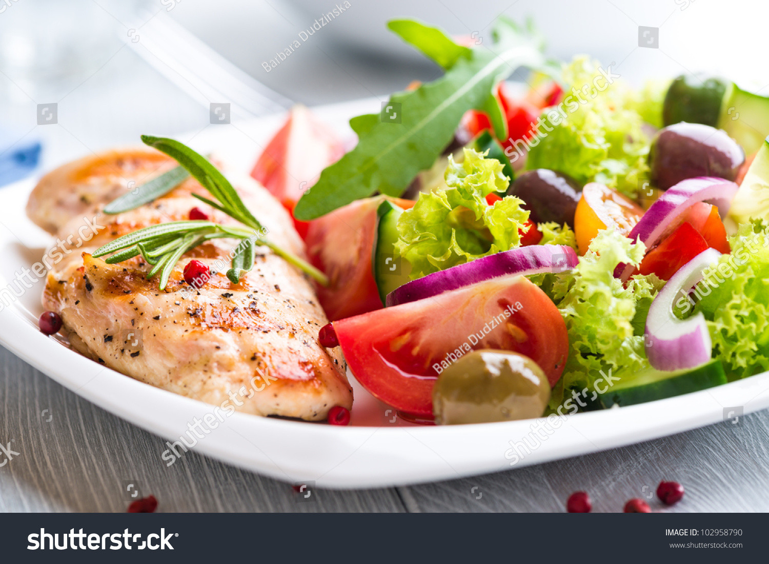 Chicken Breast For Salad
 Grilled Chicken Breast With Salad Stock