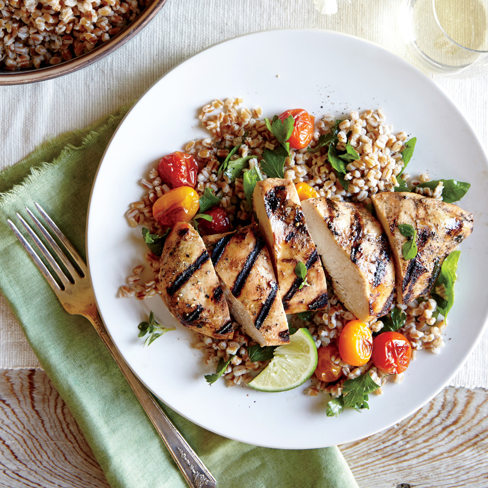 Chicken Breast For Salad
 Herbed Wheat Berry & Roasted Tomato Salad & Grilled