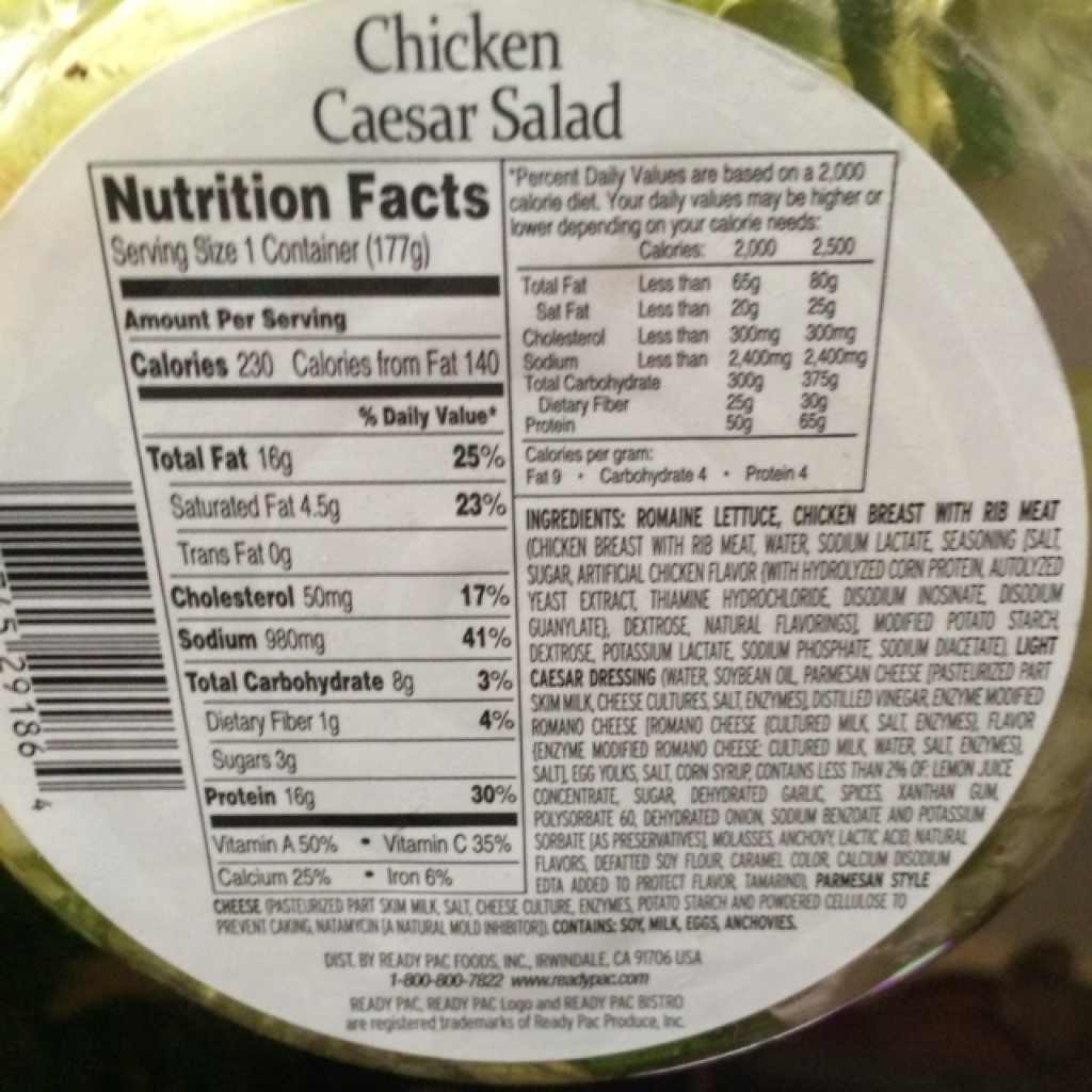 Chicken Caesar Salad Nutrition
 Ready Pac Salad Chicken Caesar Calories Nutrition