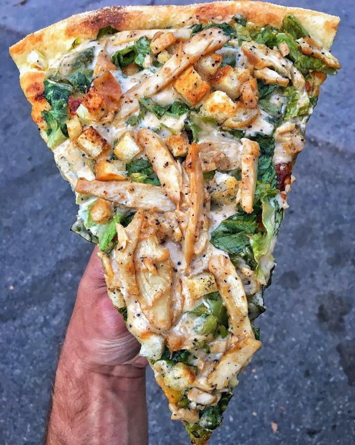Chicken Caesar Salad Pizza
 To all the people plaining about pineapple on pizza