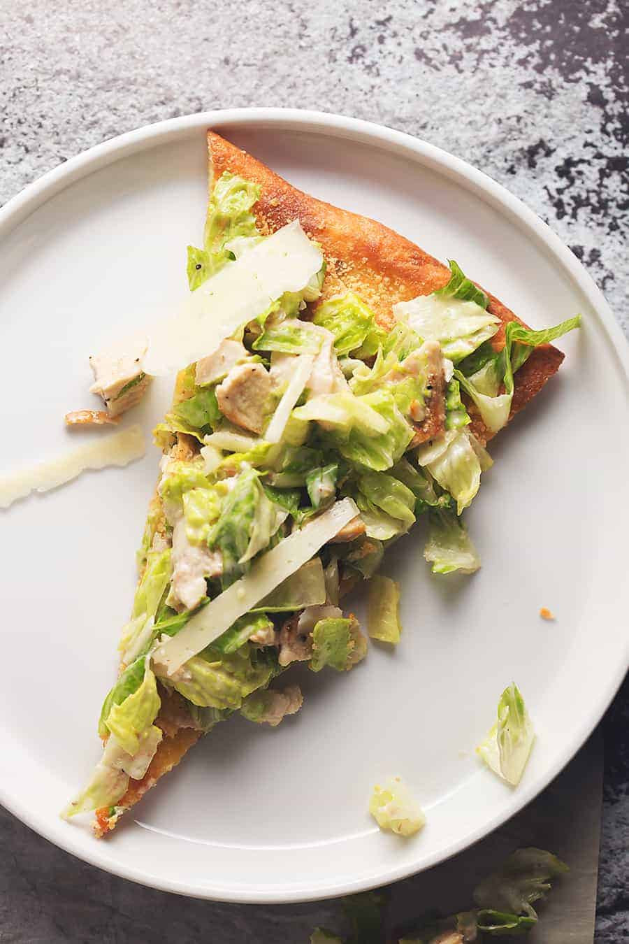 Chicken Caesar Salad Pizza
 Chicken Caesar Salad on Fathead Pizza Crust • Low Carb