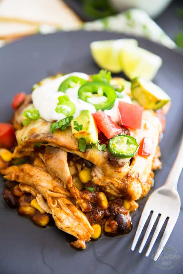 Chicken Enchilada Casserole With Flour Tortillas
 Chicken Enchilada Casserole • The Healthy Foo