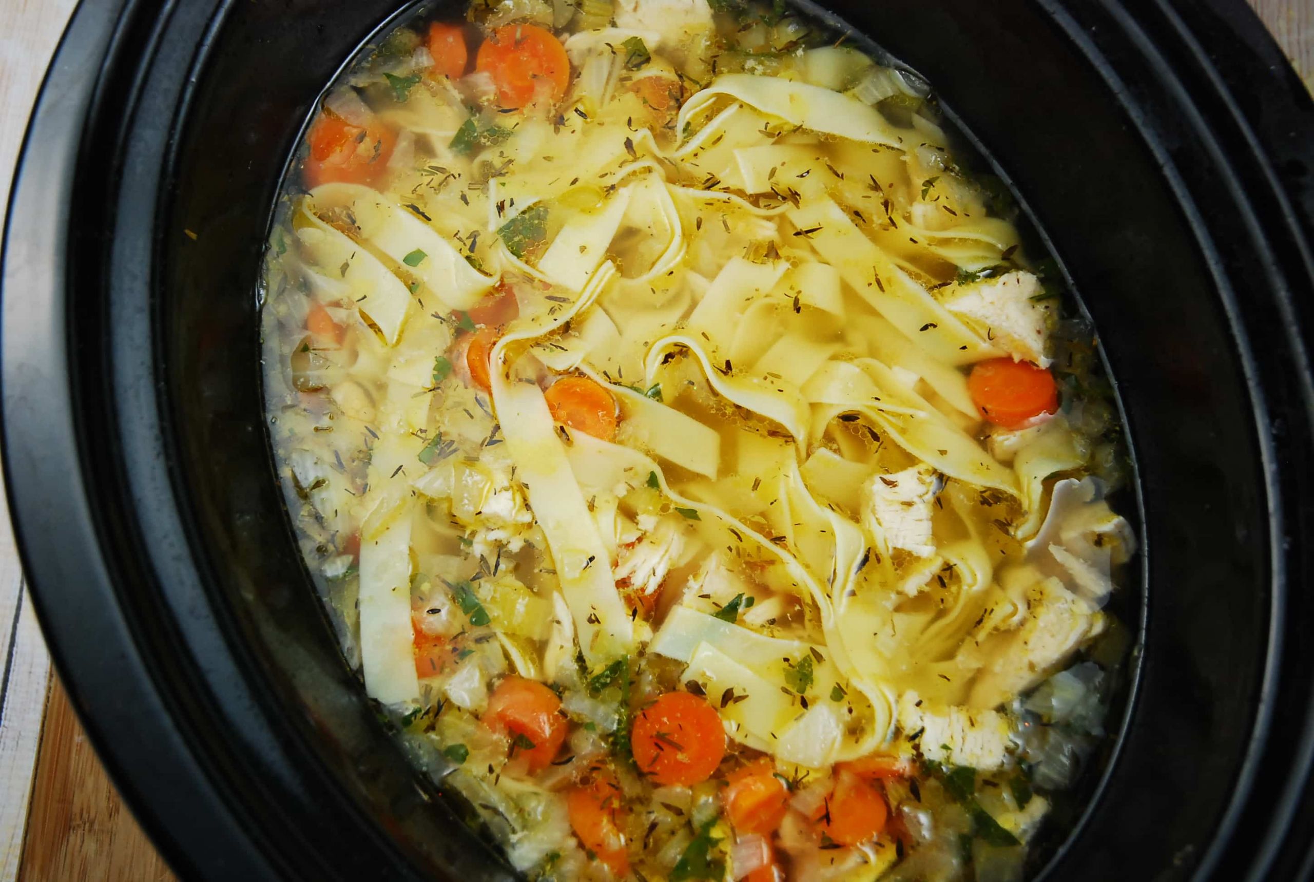 Chicken Noodle Soup Crockpot
 Crock Pot Chicken Noodle Soup Recipe 4 Points LaaLoosh