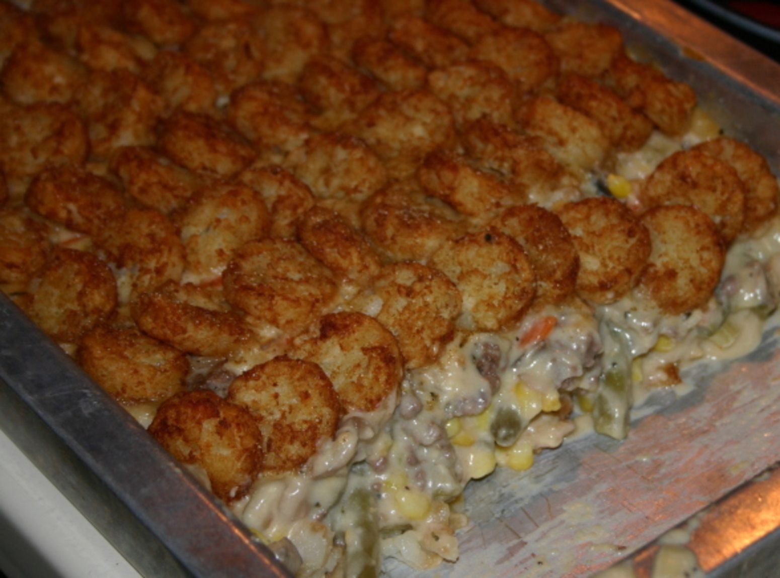 Chicken Tater Tot Casserole With Cream Of Mushroom Soup
 Tater Tot Hotdish for dinner tonight modified with gf
