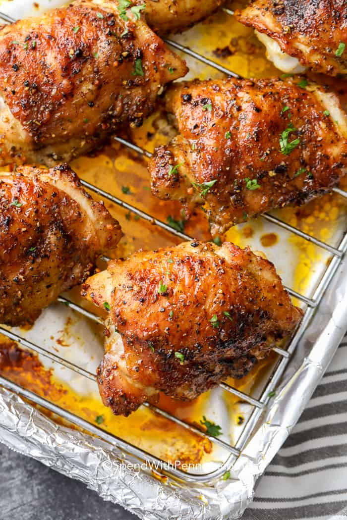 Chicken Thighs Temperature
 Crispy Baked Chicken Thighs Perfect every time Spend