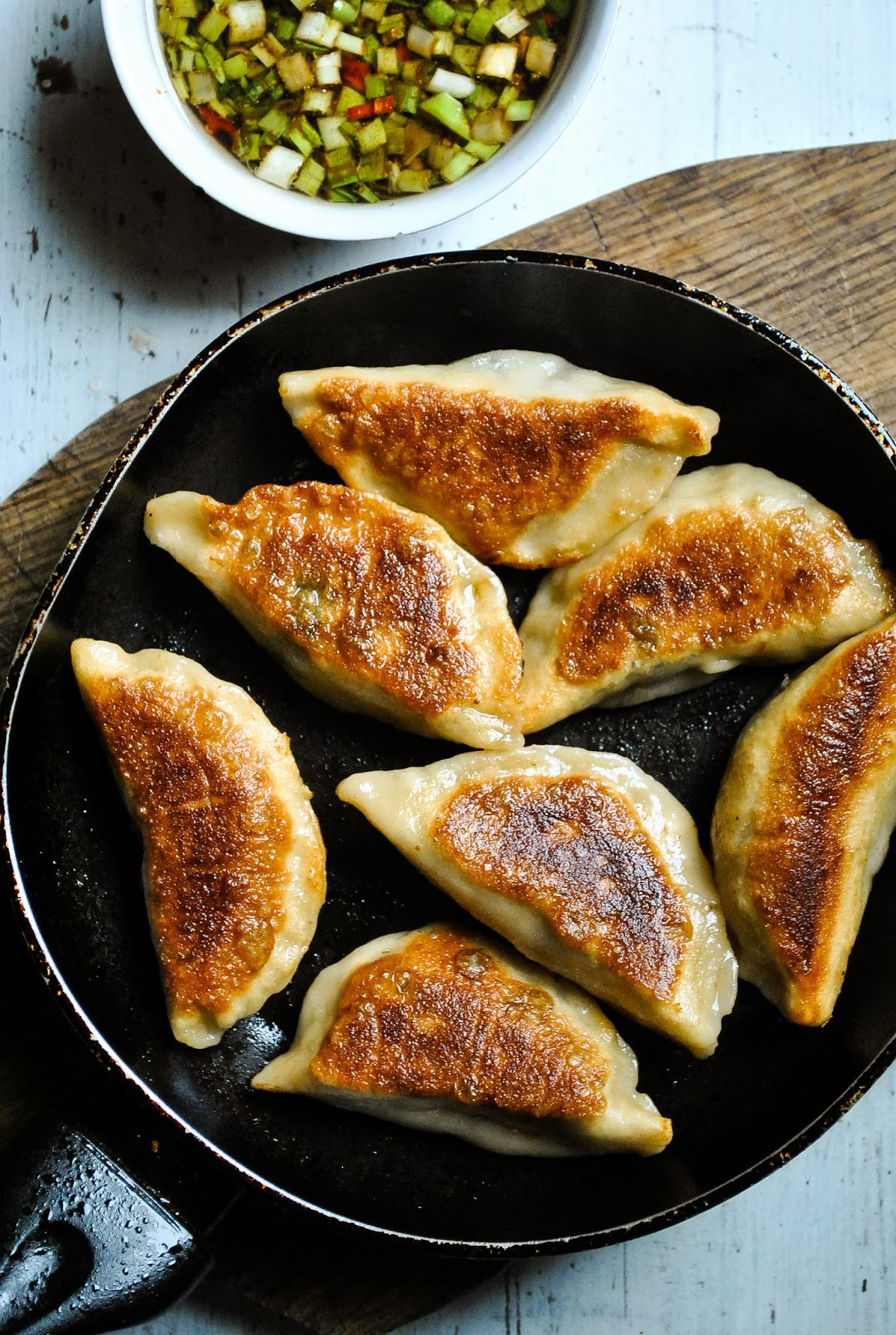 Chinese Dumplings Name
 Crispy pot stickers Chinese dumplings with spicy