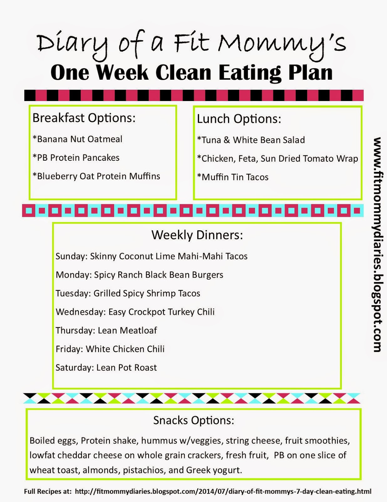 Clean Eating 7 Day Meal Plan
 Diary of a Fit Mommy Diary of a Fit Mommy s 7 Day Clean
