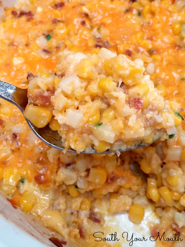 Corn Cheese Recipe
 South Your Mouth Corn Casserole with Cheese & Bacon