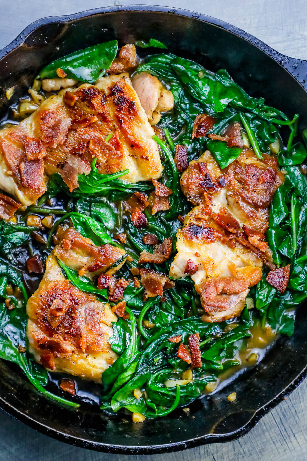Dinner Ideas With Bacon
 e Pot Bacon Garlic Chicken and Spinach Dinner