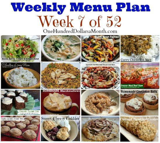 Dinners Ideas For The Week
 Weekly Meal Plan Menu Plan Ideas Week 7 of 52 e
