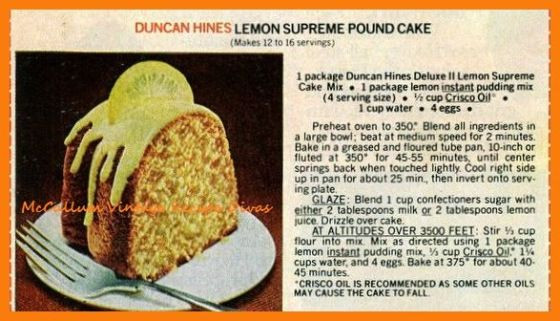 Ducan Hines Lemon Pound Cake
 Pin by Audrey Head on Desserts