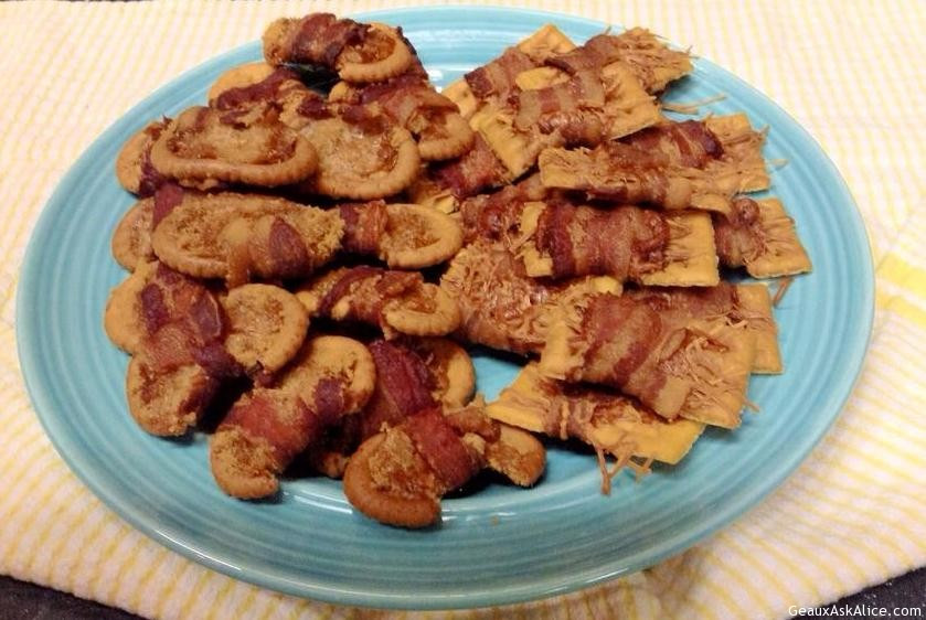 Easy Bacon Recipes Appetizers
 Easy Savory Sweet Bacon Wrapped Cracker Appetizers Geaux