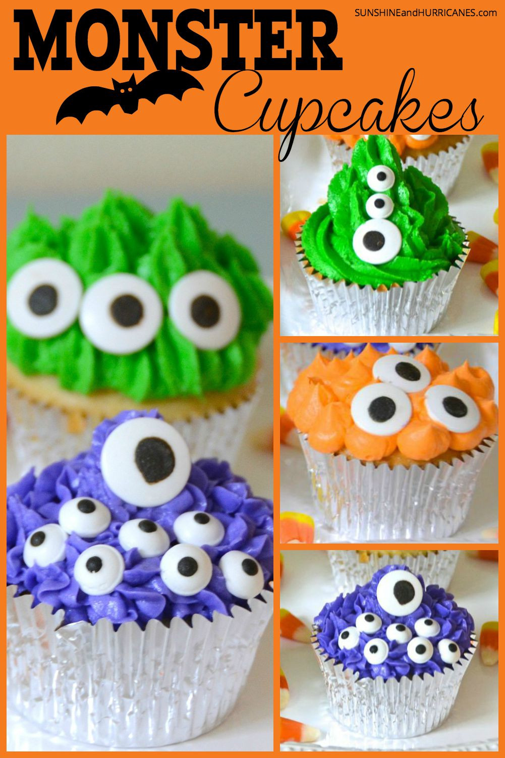 Easy Halloween Cupcakes For School
 Monster Halloween Cupcakes