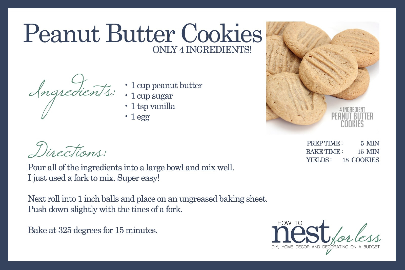 Easy Soft Peanut Butter Cookies
 4 Ingre nt Peanut Butter Cookies Quick and Easy Recipe