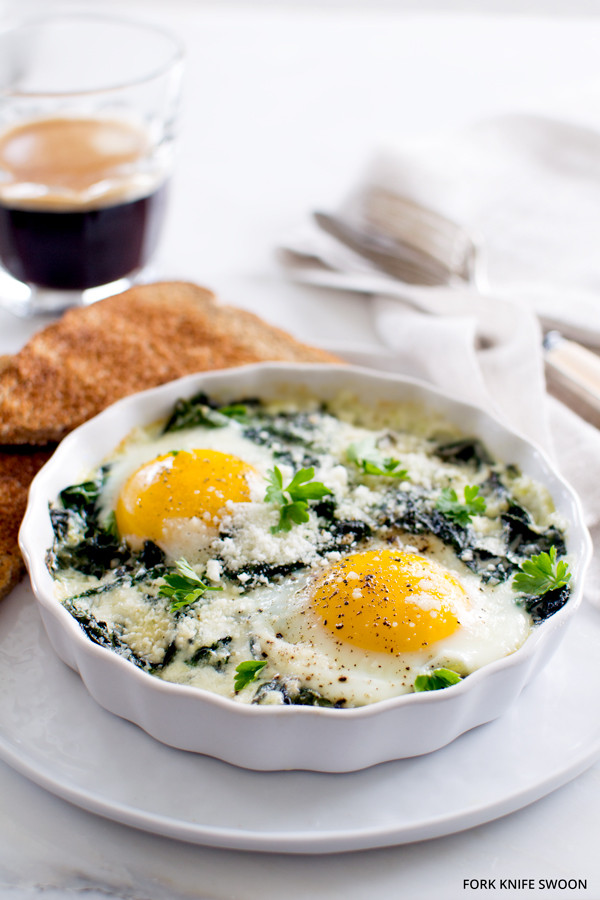 Eggs And Spinach For Breakfast
 Baked Eggs with Spinach and Swiss Chard Fork Knife Swoon